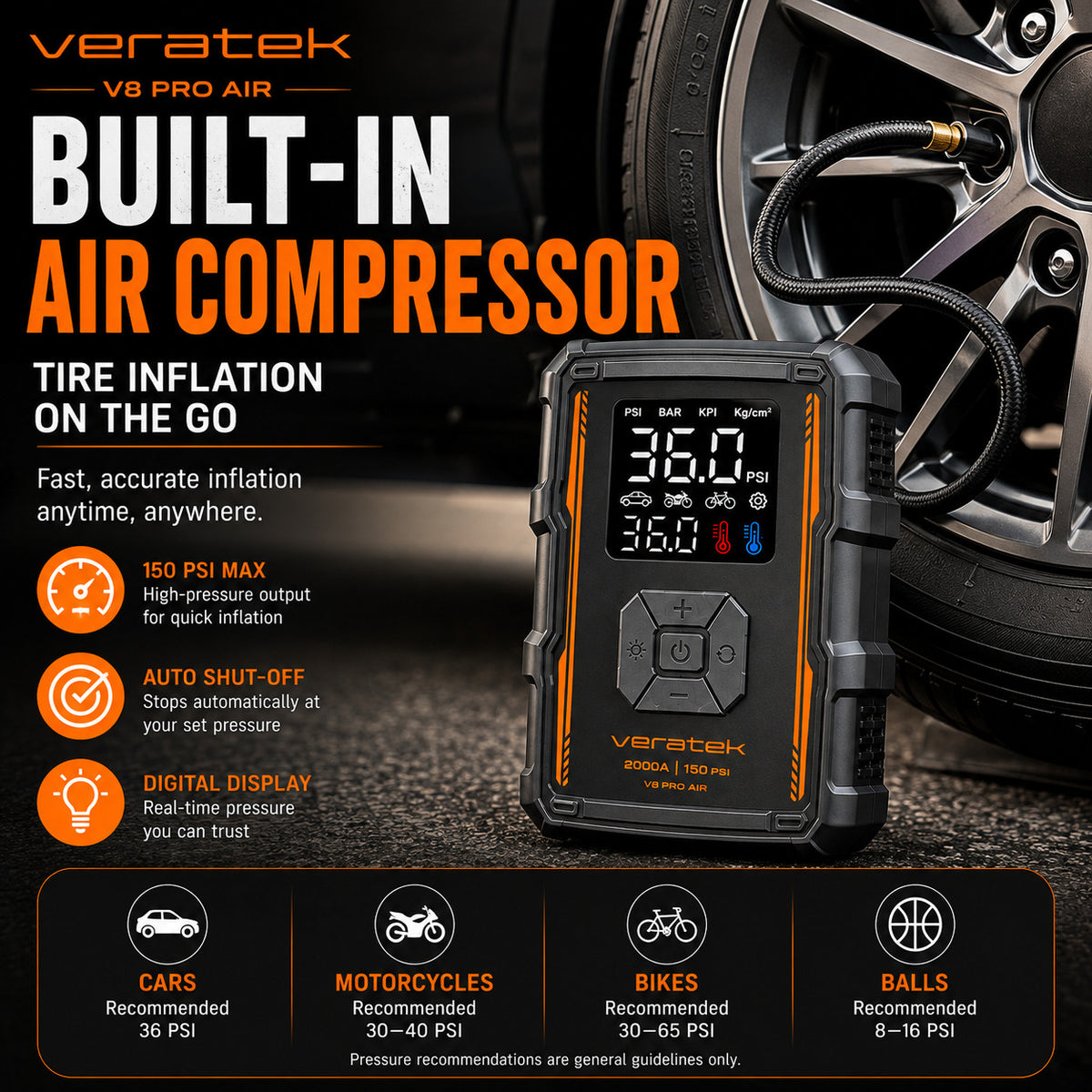 Veratek V8 Pro Air (Gray, Orange, Black) Infog_2