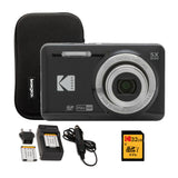Kodak Pixpro Friendly Zoom FZ55 Digital Camera (Black) Bundle with Accessories