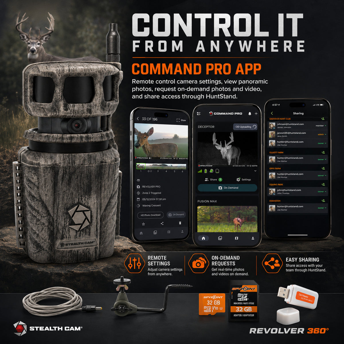 Stealth Cam Revolver 36MP 360-Degree Cellular Trail Camera with 1/4-Inch Threaded Mount Bundle
