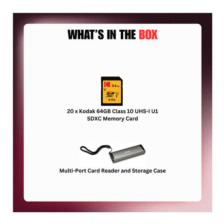 Kodak 64GB Class 10 UHS-I U1 SDXC Memory Card with Card Reader and Storage Case - 9