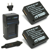 Wasabi Power Battery and Charger for Panasonic DMW-BLE9, DMW-BLG10 (2 Pack)