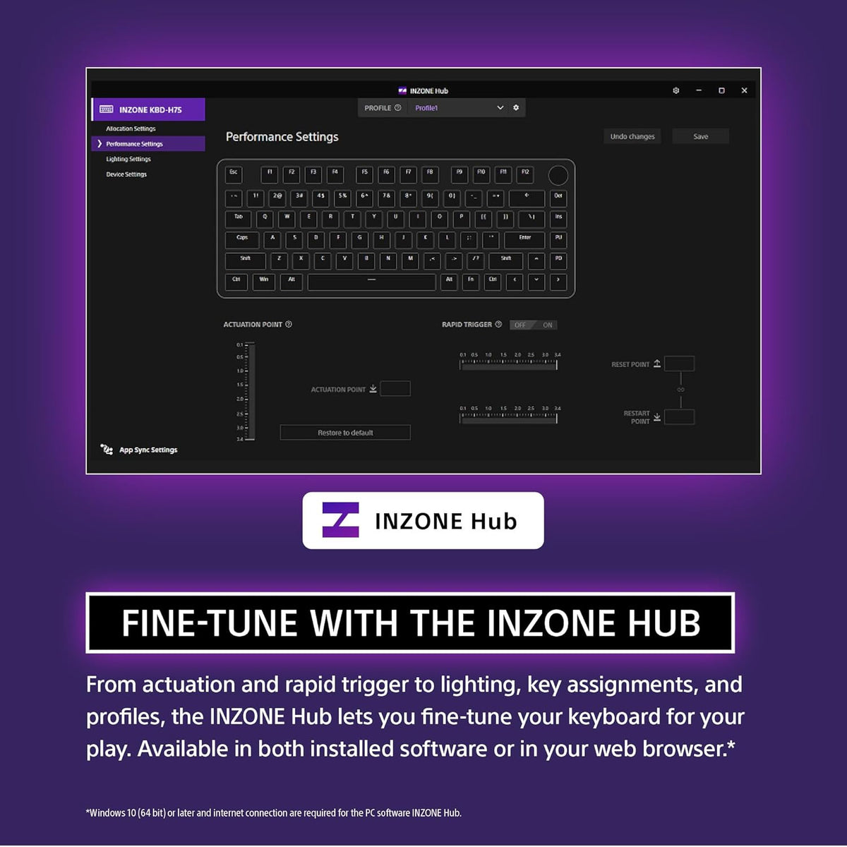 Sony INZONE 75-Percent Wired Aluminum 8K RGB Gaming Keyboard (Black) Bundle