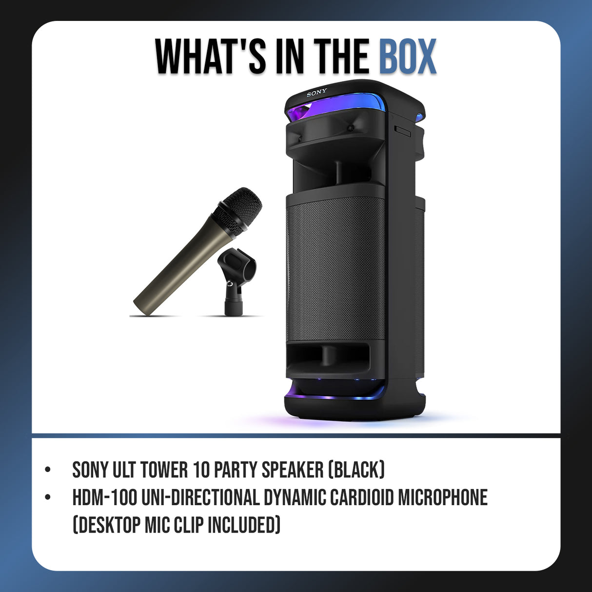 Sony ULT TOWER 10 Party Speaker (Black) with Wired Unidirectional Dynamic Microphone Bundle