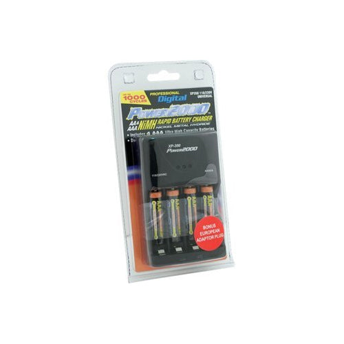 VidPro Power 2000 AA and AAA NiMH Rapid Charger with Four Rechargeable Batteries