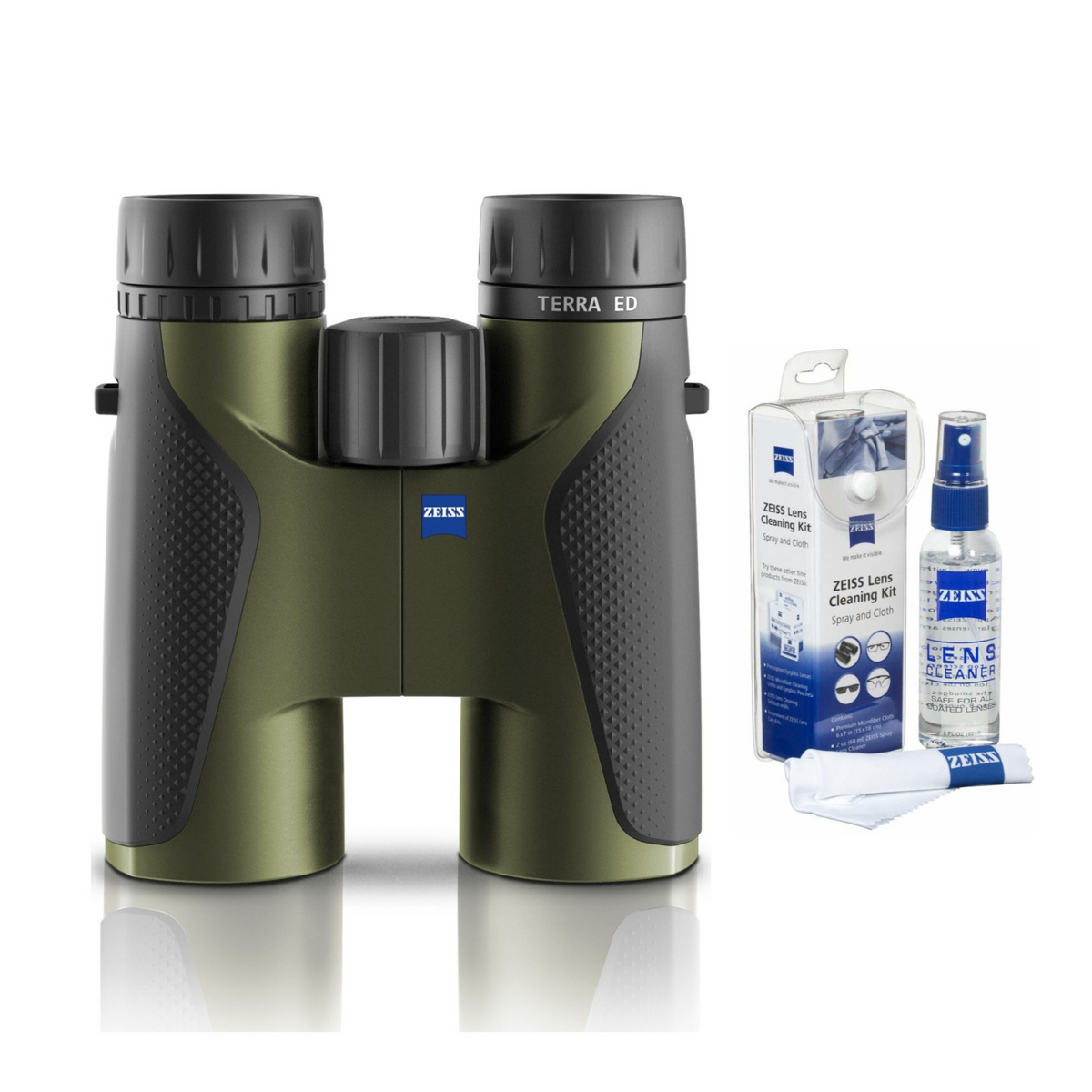 Zeiss 8x42 Terra HD Schott ED Glass Binoculars (Green) with Zeiss Lens Cleaning Kit Bundle