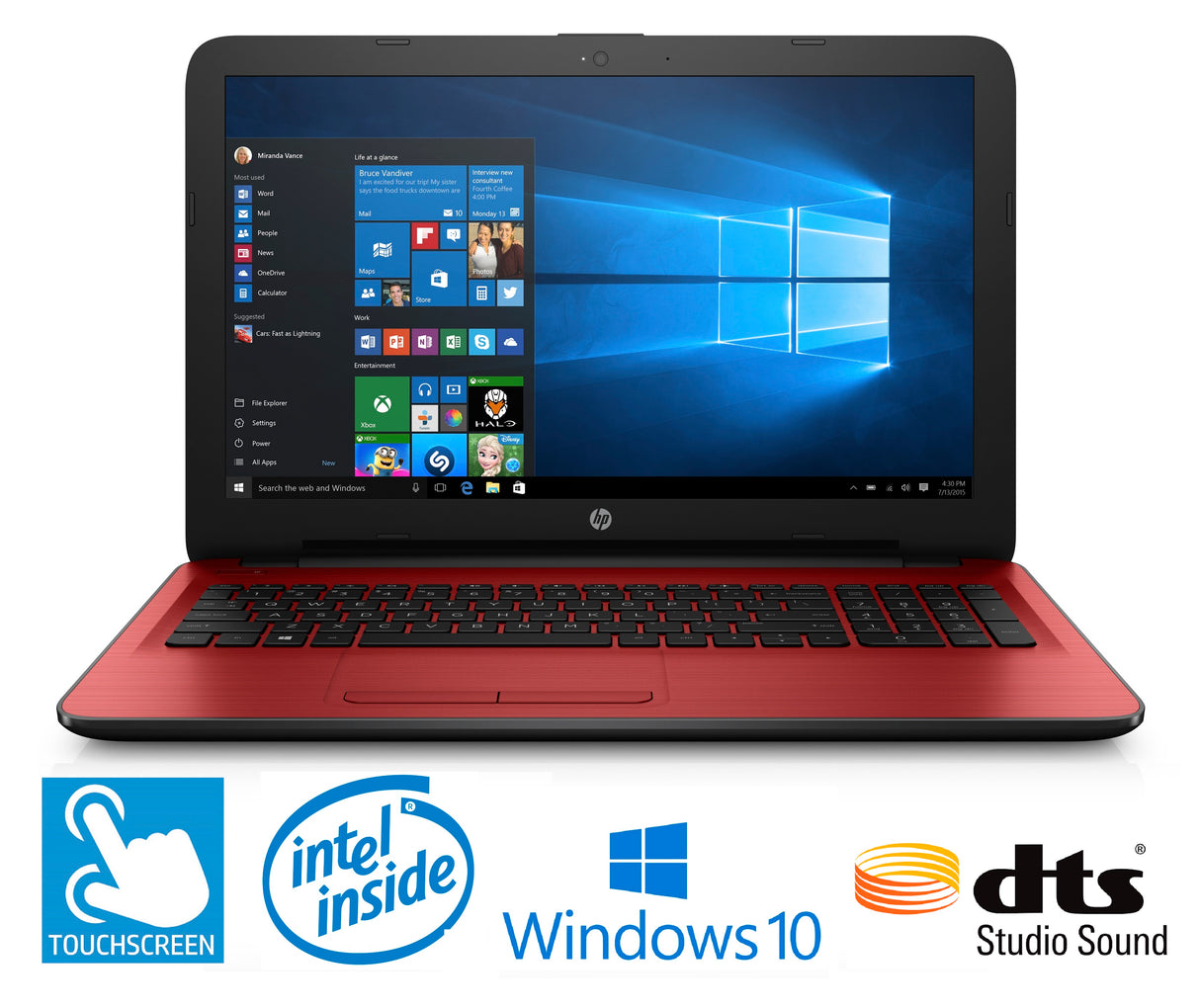 HP Notebook 15-AY013DS, Quad-Core, 4GB, 1TB, 15.6 Touchscreen, Win 10 Laptop