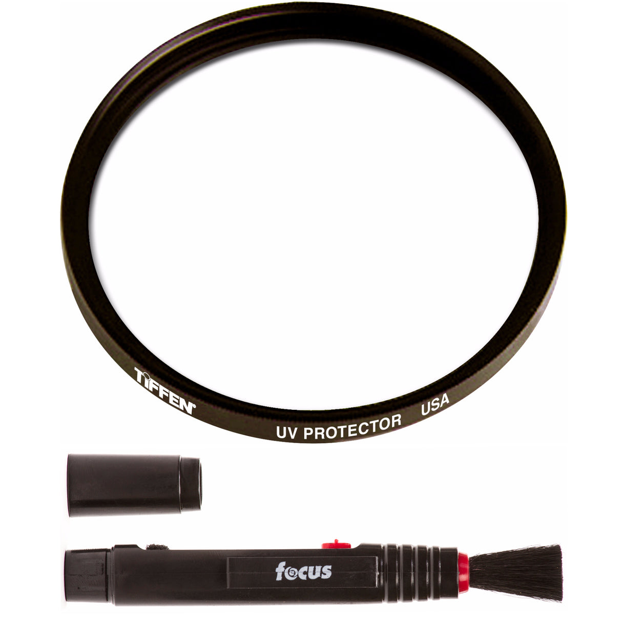 Tiffen 58mm UV Protector Lens Filter with Focus Lens Cleaning Brush Bundle