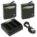Wasabi Power Dual Battery, Triple Charger, and USB Cable Pack for GoPro HERO5 Black
