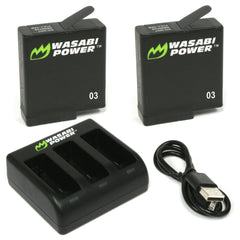 Wasabi Power Dual Battery, Triple Charger, and USB Cable Pack for GoPro HERO5 Black