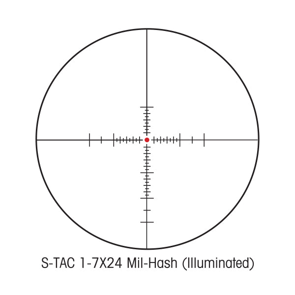 Sightron S-TAC 1-7x24 Illuminated Mil Hash Reticle Riflescope