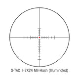 Sightron S-TAC 1-7x24 Illuminated Mil Hash Reticle Riflescope