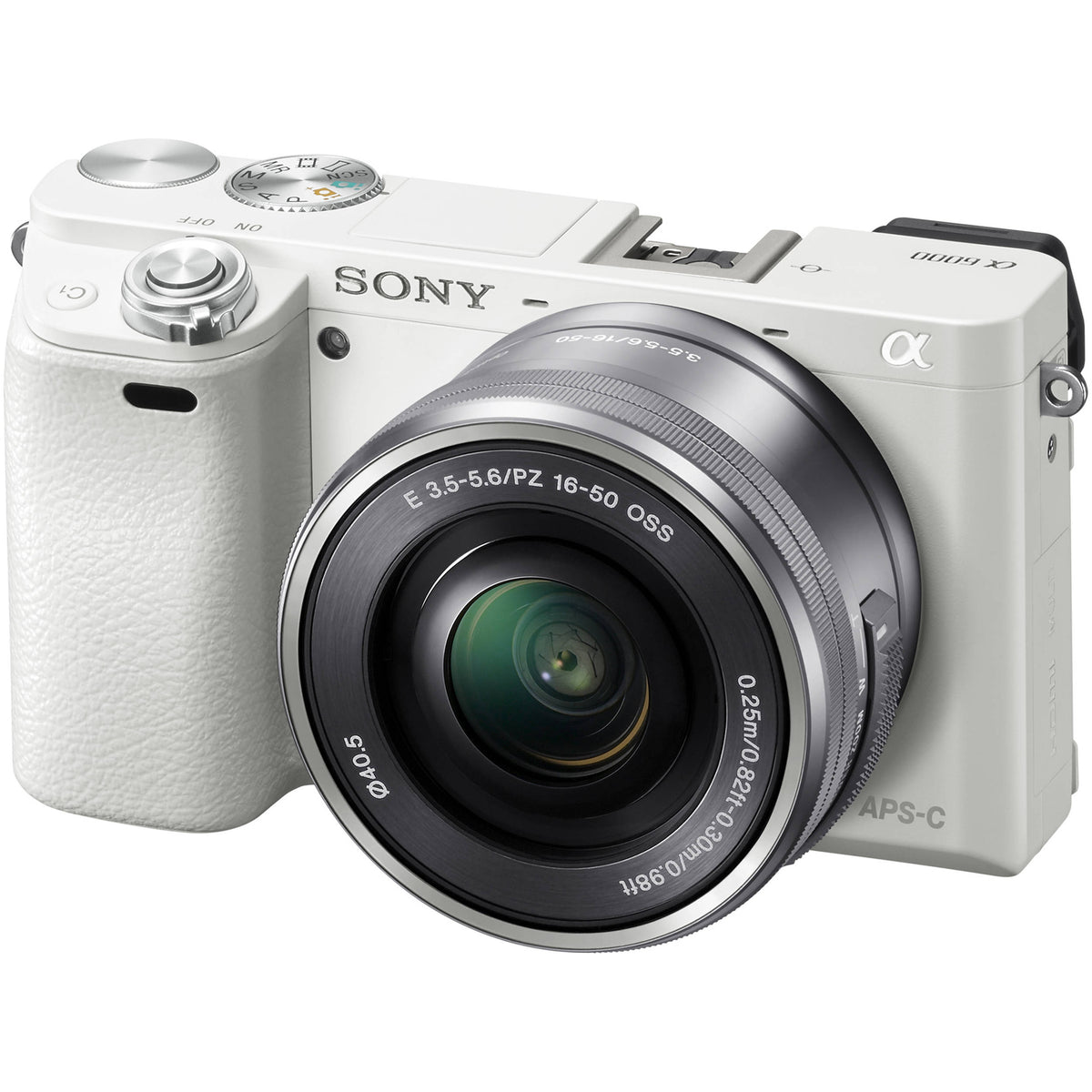 Sony Alpha a6000 24.3MP Mirrorless Digital Camera with 16-50mm Lens (White)