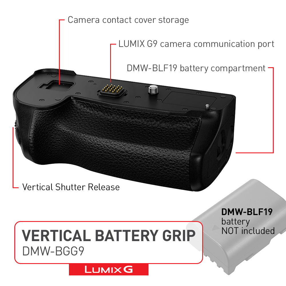 Panasonic DMW-BGG9 Vertical Battery Grip for the LUMIX G9 Camera