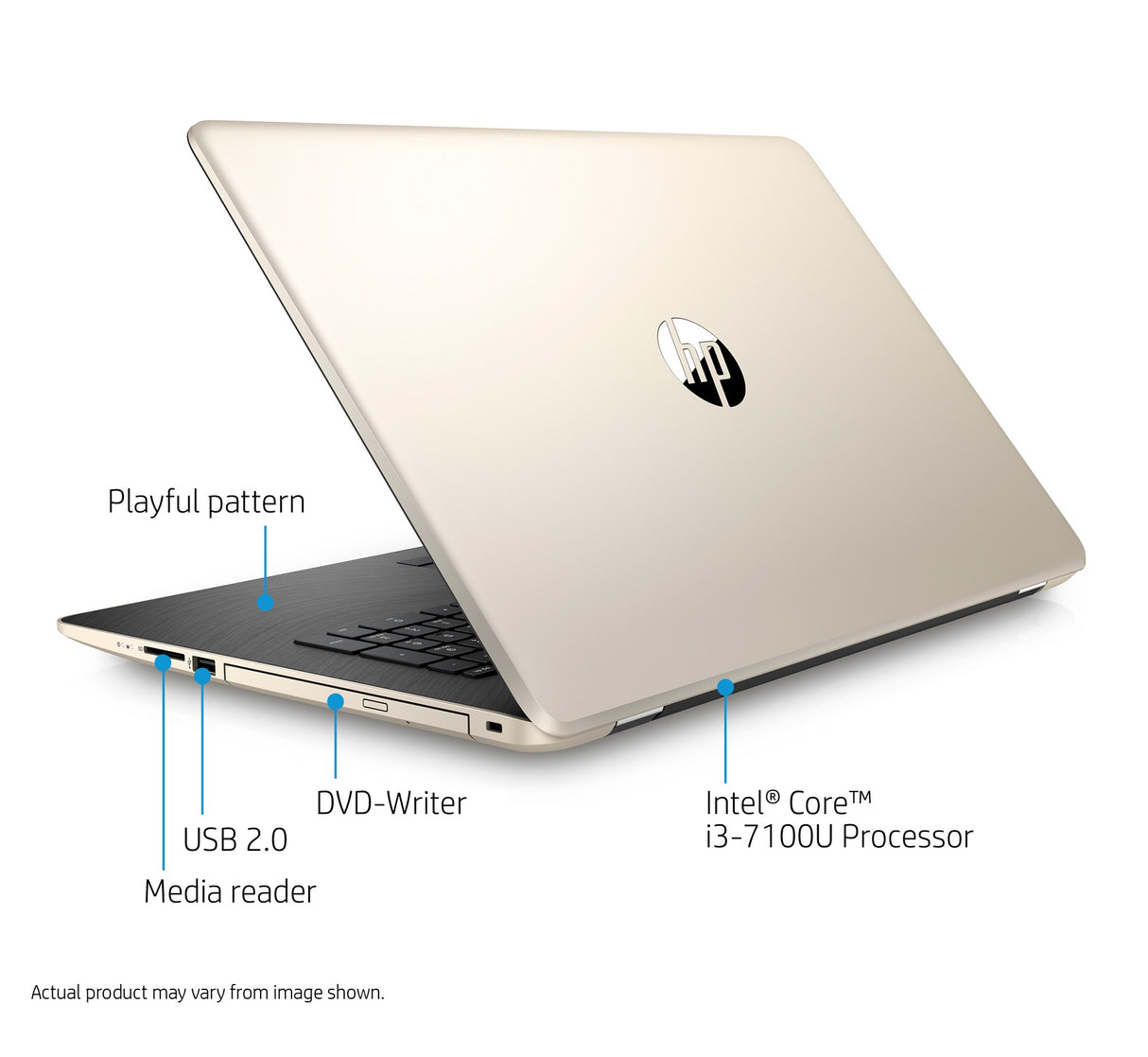 HP 17-bs021ds Intel Core i3-7100, 2TB HDD, 17.3” HD+ Touch-Screen Laptop (Gold)