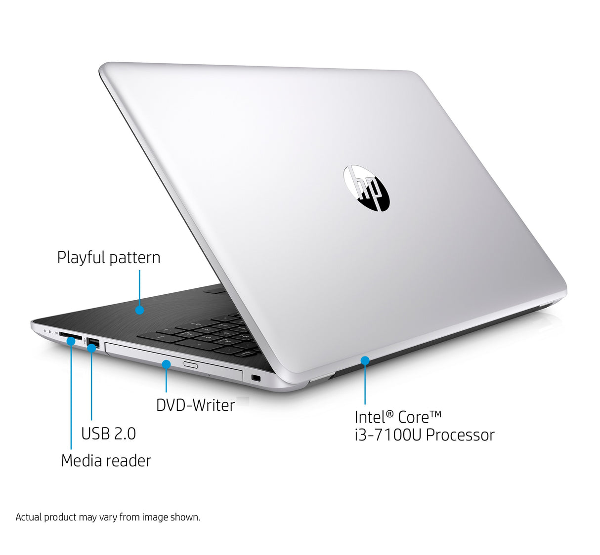 HP 17-bs011cy Core i3-7100 2TB HDD 17.3” HD+ Screen Laptop (Natural Silver)