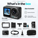Xtra Edge Pro 40MP 4K/120fps Action Camera Bundle with 128GB Card, Backpack Strap Mount, and Case