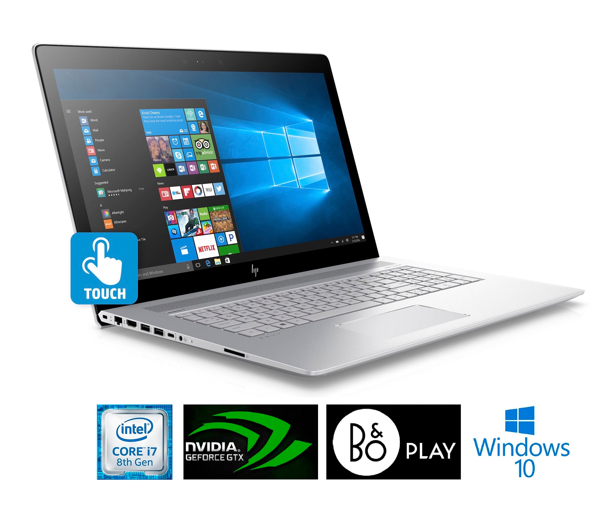 HP Envy 17m 8th Gen Core i7-8550U 16GB 17.3” FHD Touch LED GeForce