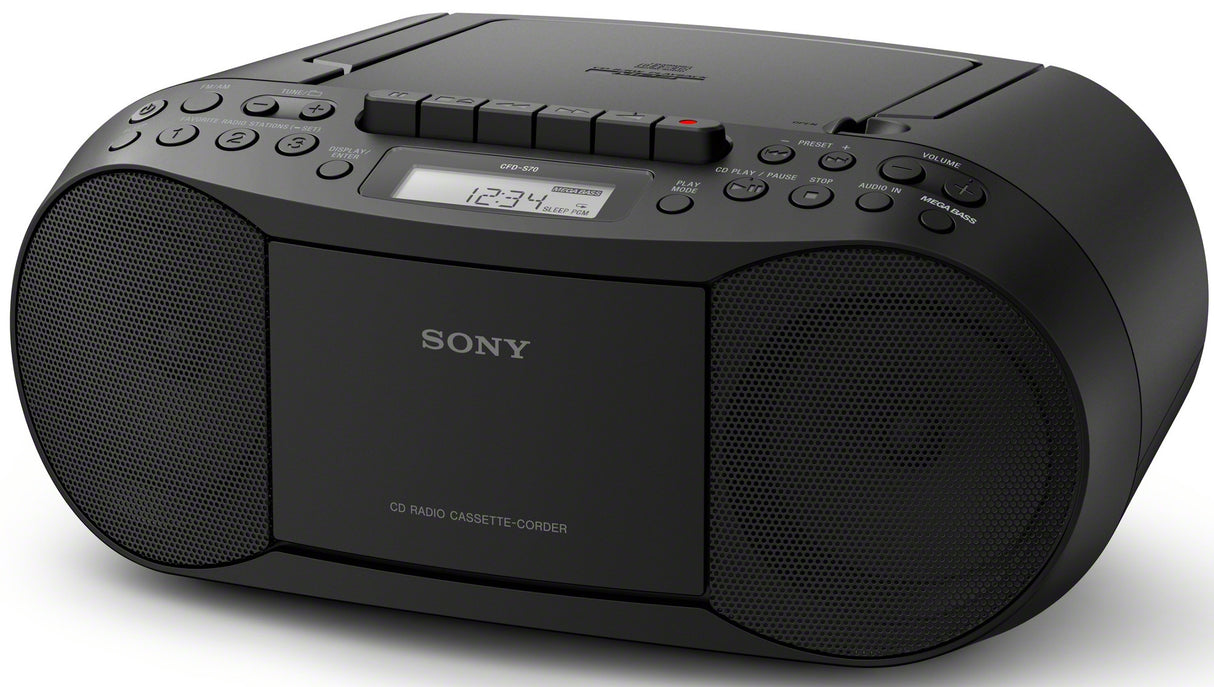 Sony Stereo CD/Cassette Boombox Home Audio Radio (Black)