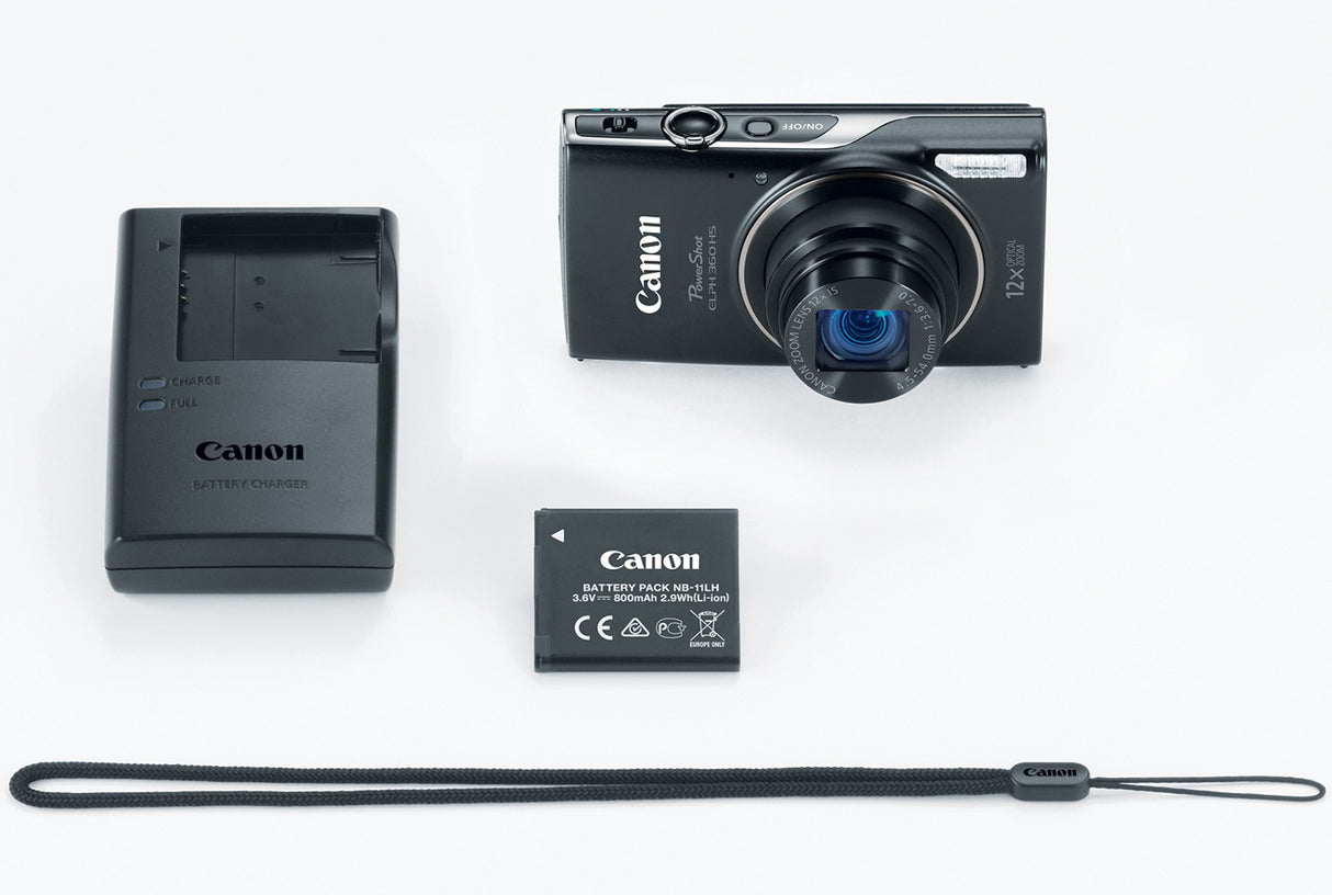 Canon PowerShot ELPH 360 HS Digital Camera (Black)