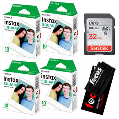 Fujifilm Instax Square Film (40 Exposures) with 32GB Memory Bundle