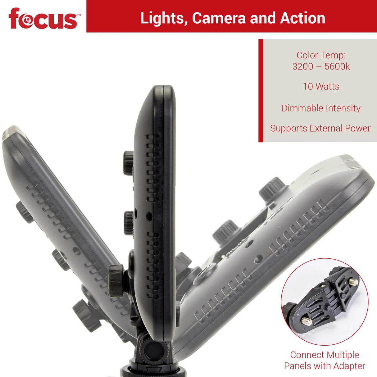 Focus 12V 1400 Lumens LED Video Light with Build-In Color Temp Switch