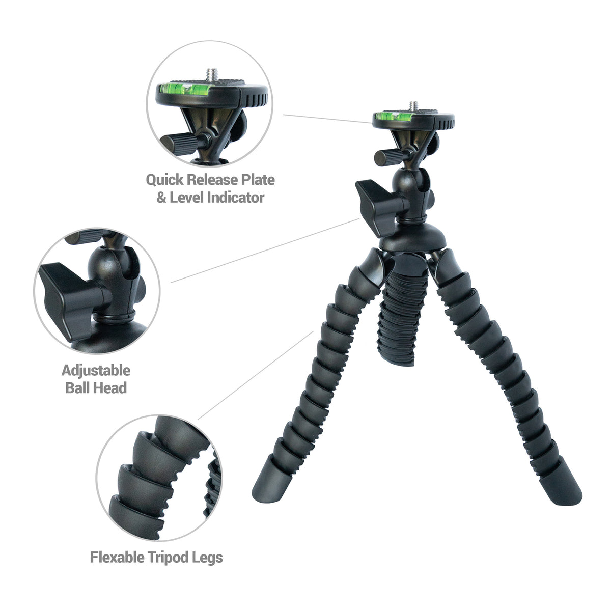Focus Camera Flexible 10-Inch Spider Tripod