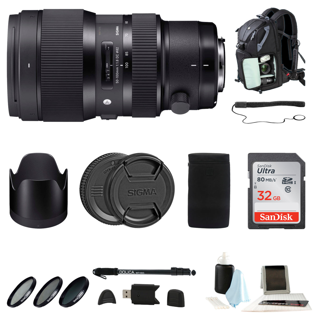 Sigma 50-100mm f/1.8 DC HSM Art Lens for Nikon Mount with Accessory Bundle