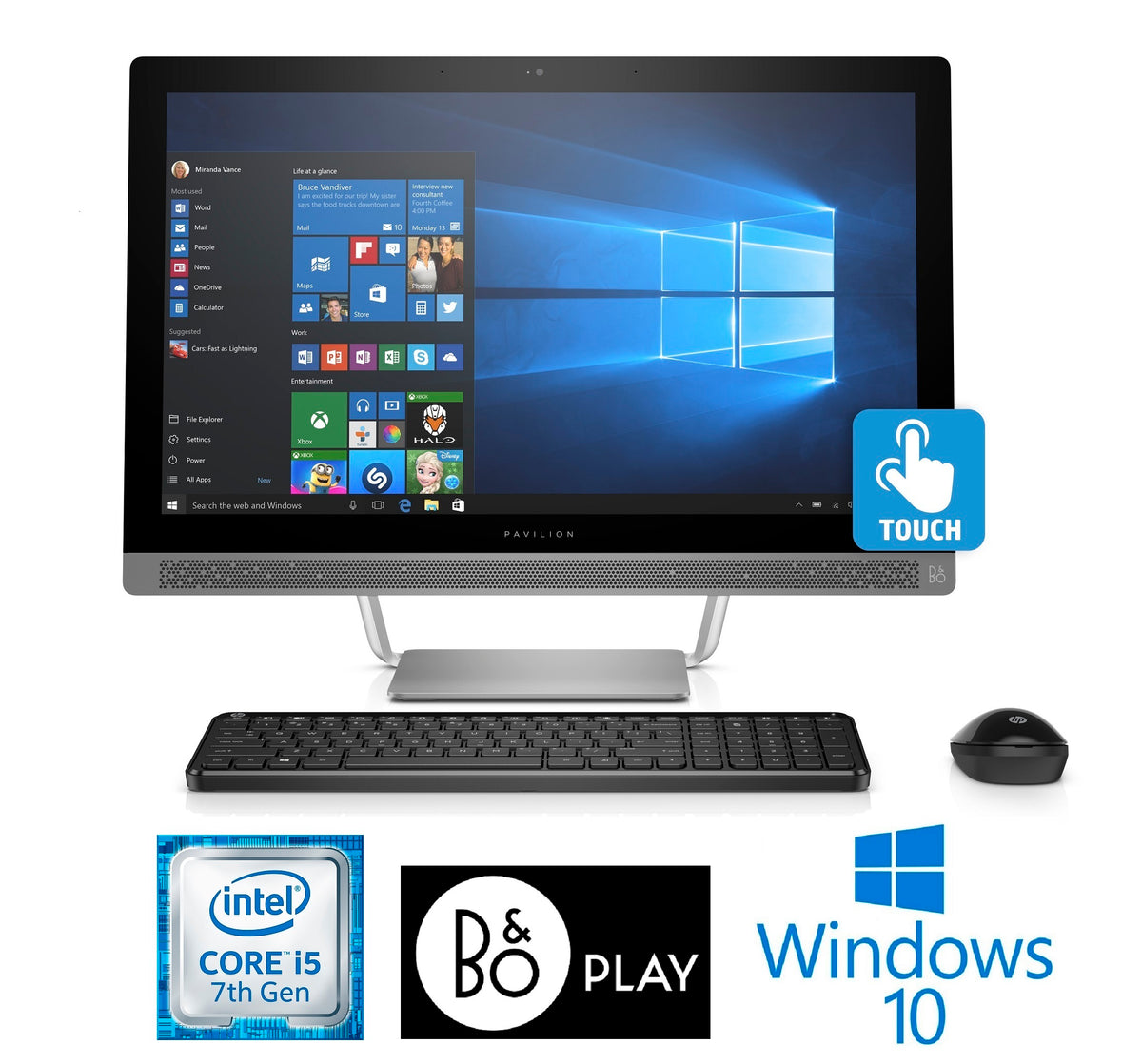 HP Pavilion 24-b229c 23.8" Full HD Touch All-in-One PC, Intel Core i5-7400T, 12GB RAM (Refurbished)