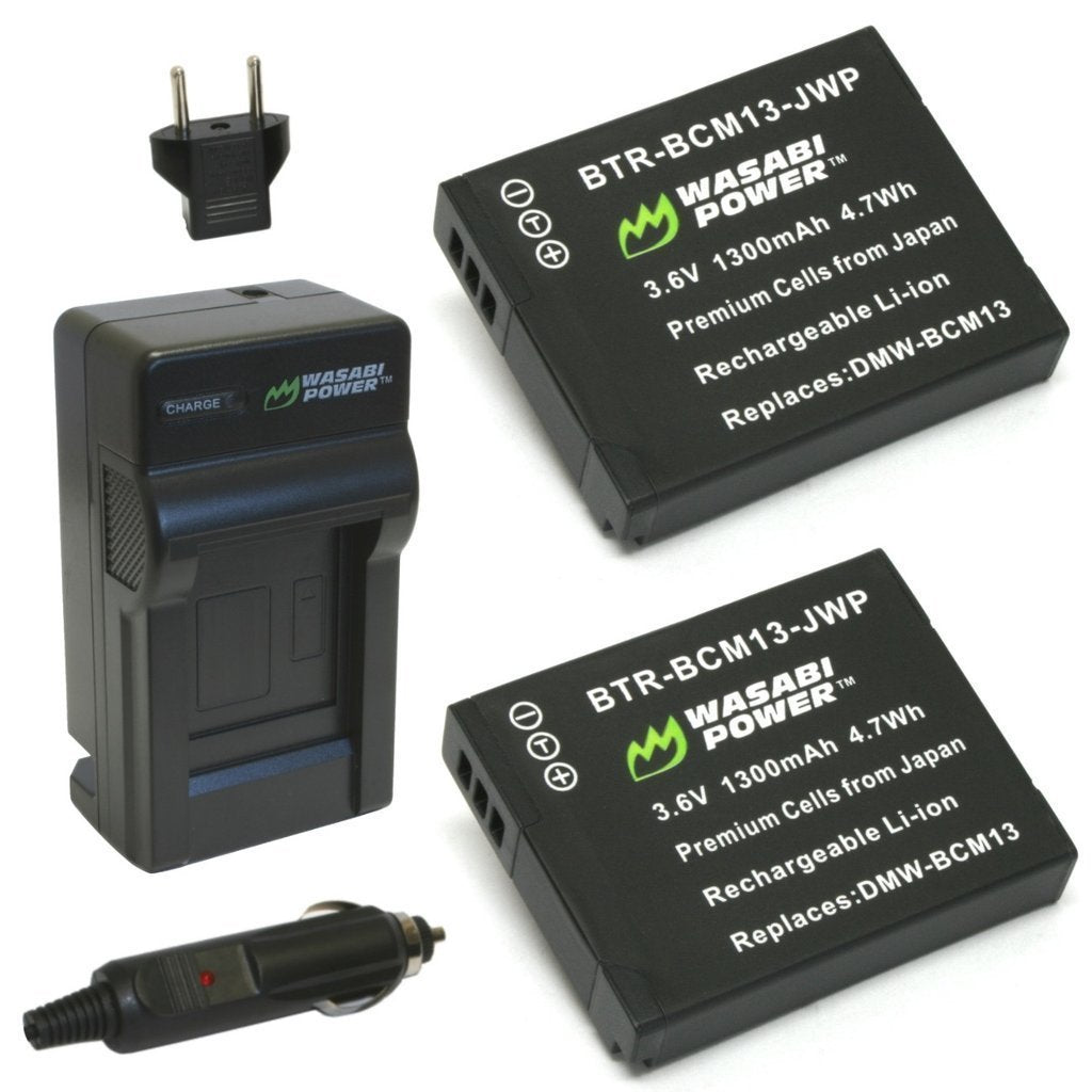Wasabi Power Battery (2-Pack) and Charger for Panasonic DMW-BCM13