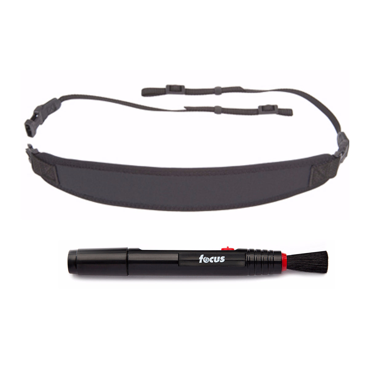 OP/TECH Classic Adjustable Camera/Binoculars Strap (Black) and Cleaning Pen