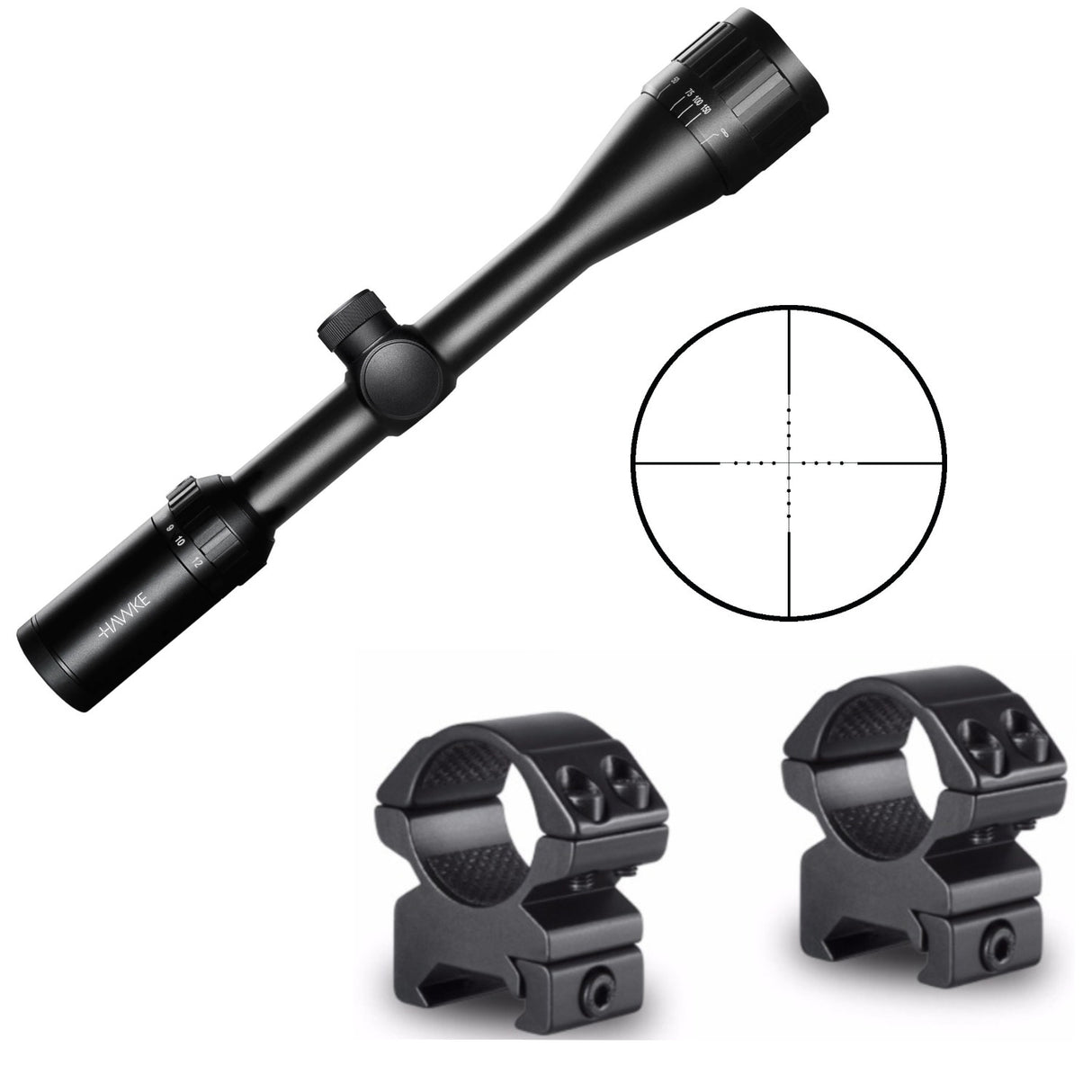 Hawke Sport Optics Vantage 4-12x40AO Mil Dot Riflescope with Mounting Rings Kit