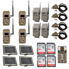 Cuddeback CuddeLink J-Series Trail Cameras 4-Pack with Power and Security Kits