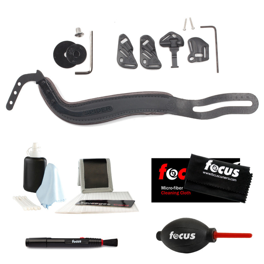 Spider Holster SpiderLight Black Leather Hand Strap 990 with Camera Cleaning Kit