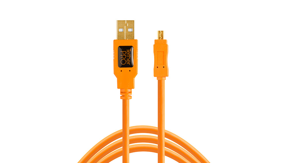 Tether Tools TetherPro USB 2.0 to Mini-B 8-Pin Cable (15-Feet/Orange)