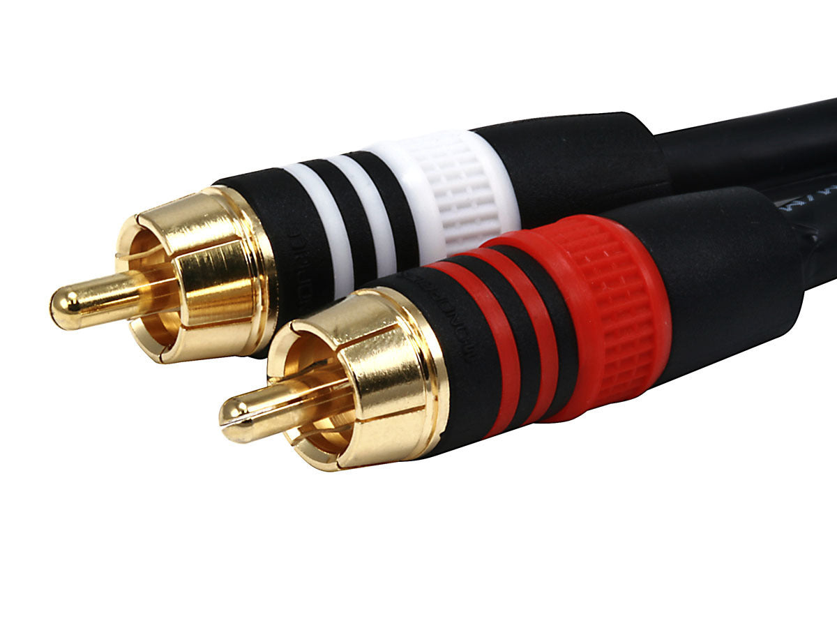 Monoprice 6-Feet Premium 3.5mm Stereo Male to 2RCA Male 22AWG Cable (Gold Plated)