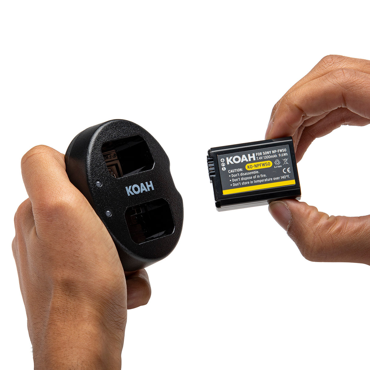 Koah PRO Rechargeable 1300mAh Battery (2-Pack) and Dual Charger for Sony NP-FW50