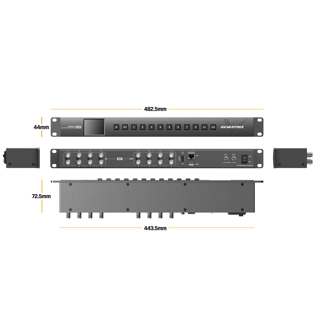 AV Matrix MSS0811 8x8 3G-SDI Matrix Switcher