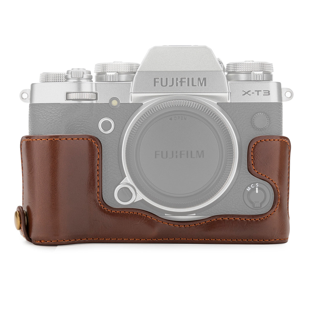 Koah Leather Half Case for Fujifilm X-T3 Mirrorless Camera (Coffee Brown)