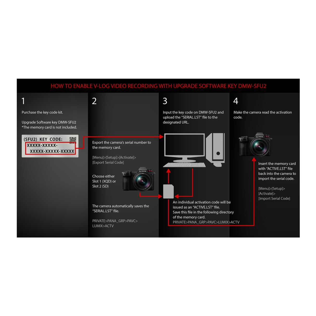 Panasonic LUMIX S1 Filmmaker Upgrade Software Key (VLOG and V GAMMUT, 4K 60P 4:2:2 10-bit, LUT)