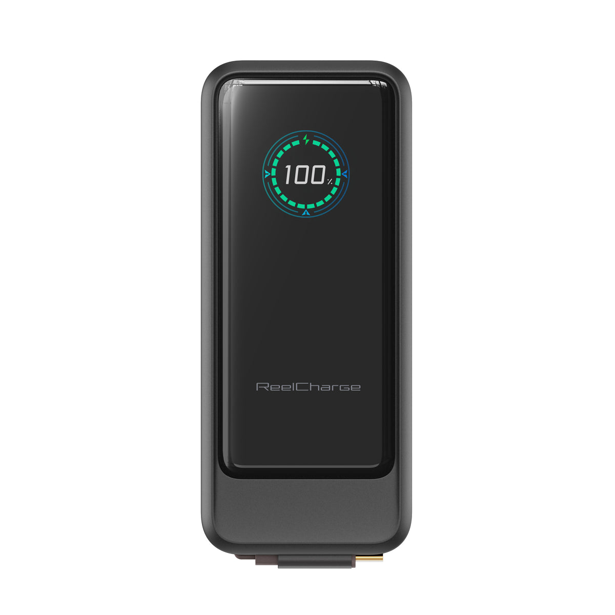 ReelCharge ReelPro 15,000 mAh Power Bank with Retractable 67W USB-C (Black)