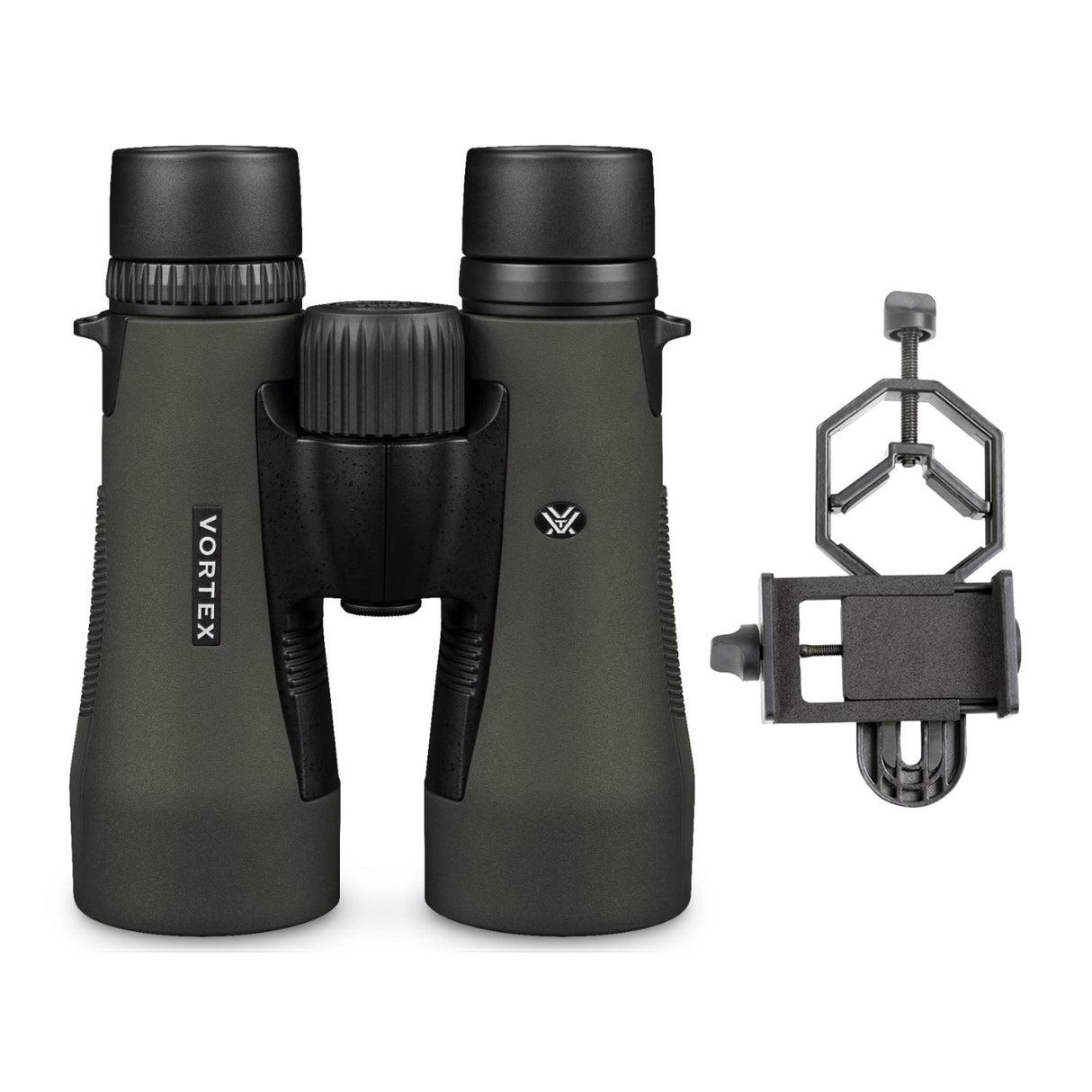 Vortex 12x50 Diamondback Roof Prism Binoculars with Smartphone Adapter Bundle