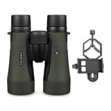 Vortex 10x50 Diamondback Roof Prism Binoculars with Smartphone Adapter Bundle