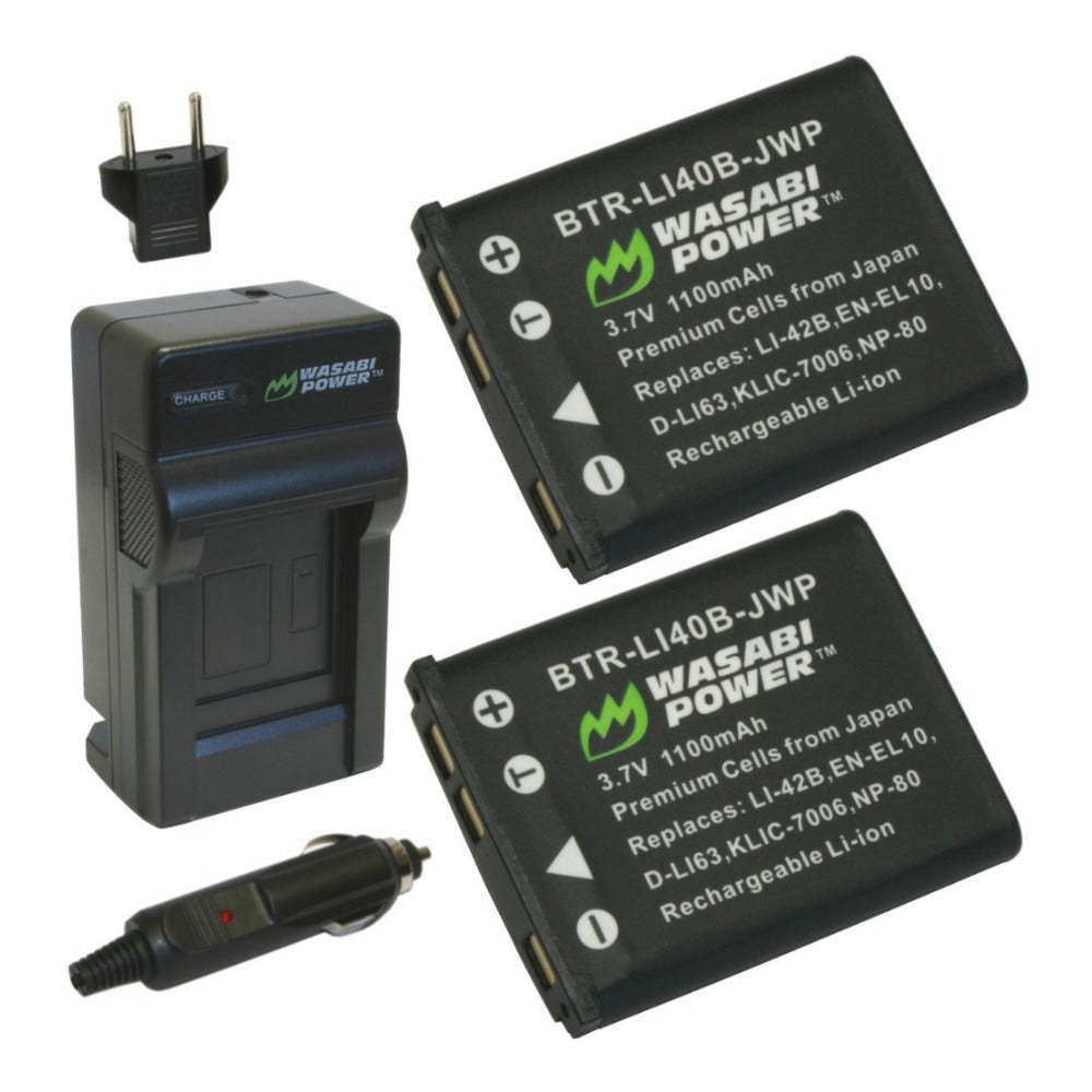 Wasabi Power Battery (2-Pack) and Charger for Kodak KLIC-7006 (Open Box)