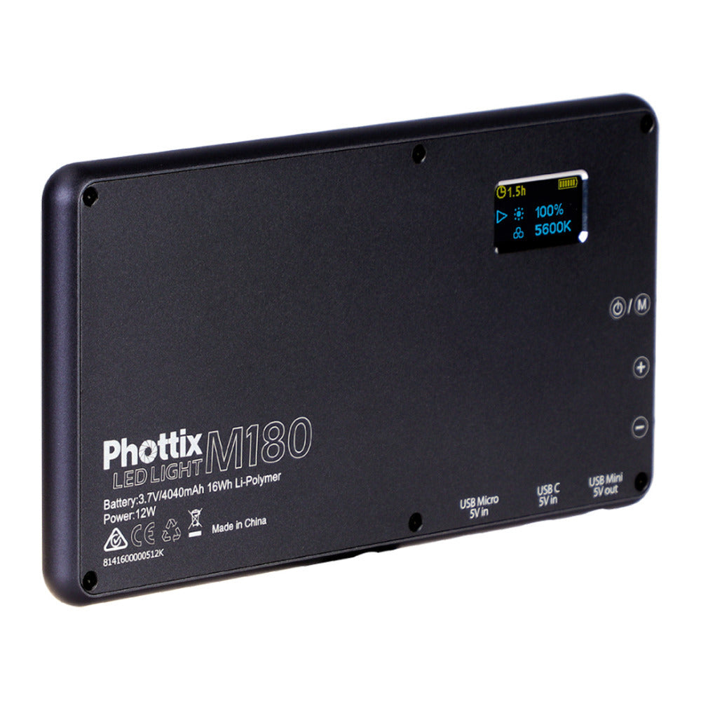 Phottix M180 Bi-Color LED Panel and USB Power Bank (Gray)