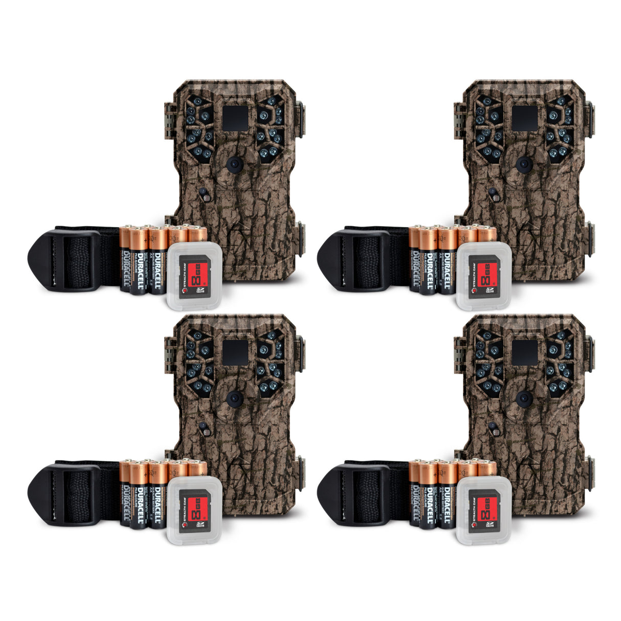 Stealth Cam PX18CMO 8MP Trail Game Camera (4-Pack) with 8GB SD Cards and Batteries