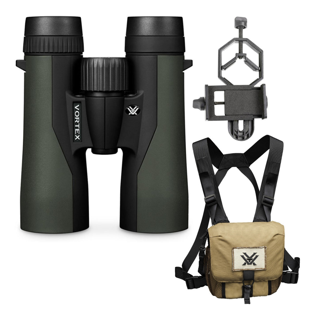 Vortex 10x42 Crossfire HD Roof Prism Binoculars with GlassPak Harness Case and Smart Phone Adapter