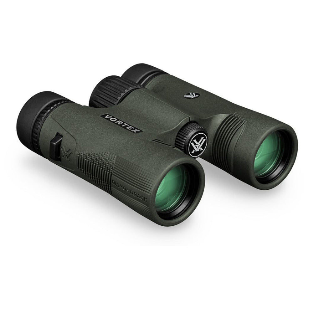 Vortex 10x28 Diamondback HD Roof Prism Binoculars with Cap and Floating Strap Bundle