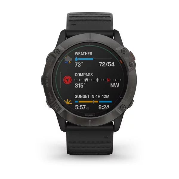 Garmin fenix 6X Pro Solar GPS Smartwatch (Titanium Carbon Gray DLC/Black Band)
