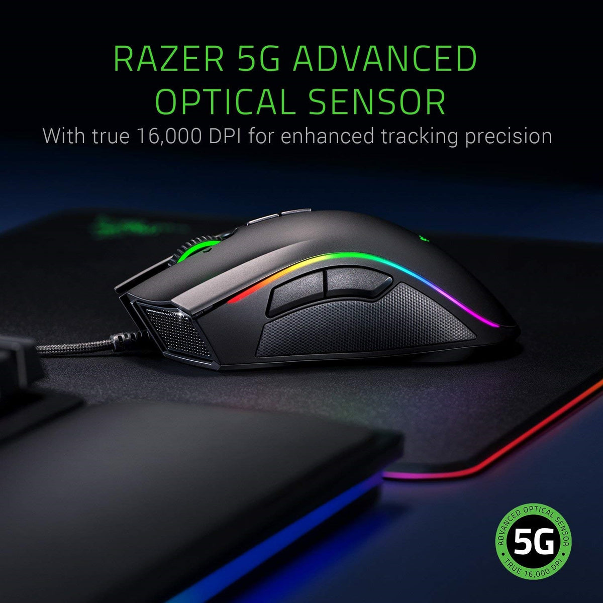 Razer Mamba Elite Wired 16,000 DPI Optical Gaming Mouse with Chroma Lighting