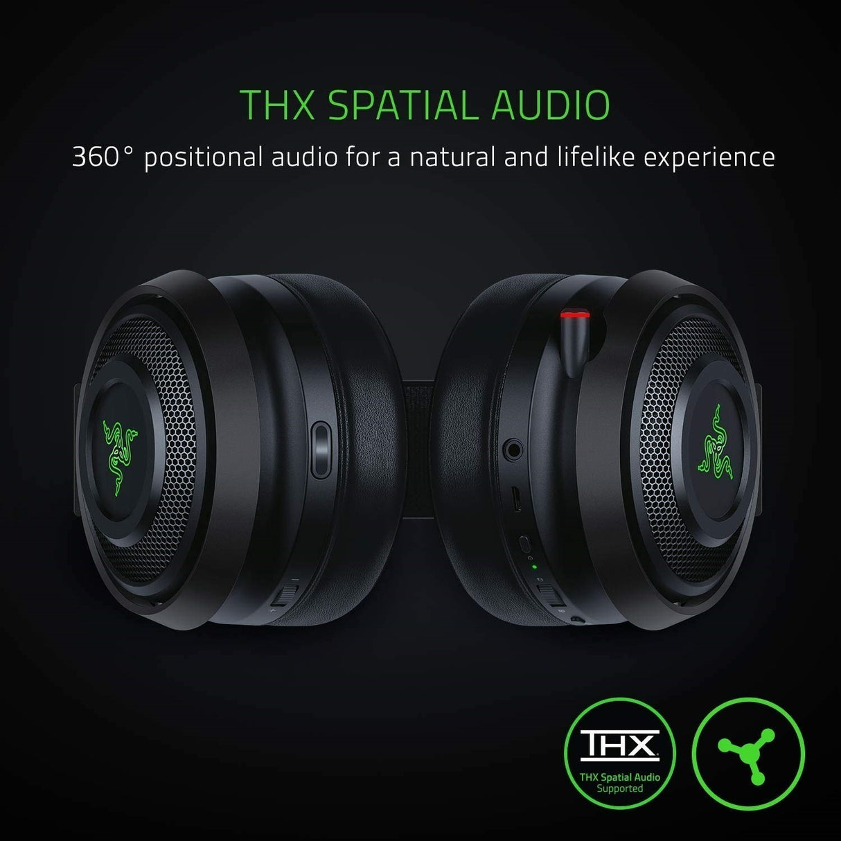 Razer Nari Ultimate Wireless THX Spatial Audio Gaming Headset with Razer Hypersense for PC and PS4